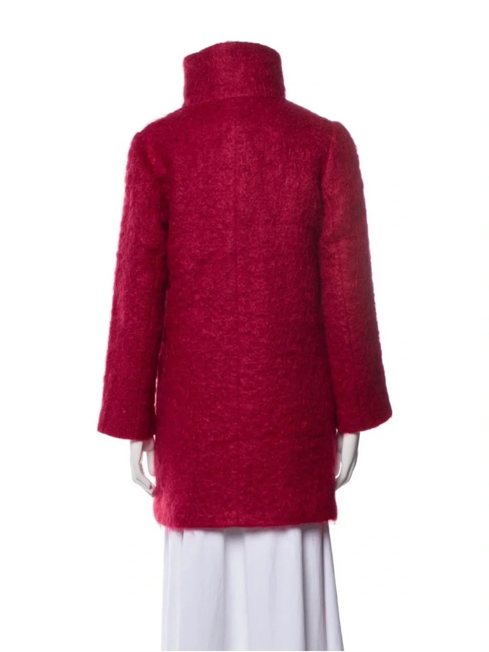 Agnes B cherry red Button-Front Wool Blend Coat - Picture 3 of 4